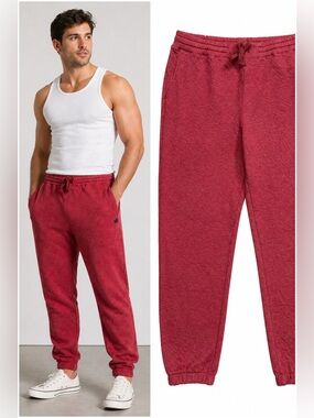 Lunya Lahgo Restore Double Faced Red Heathered Jogger Athletic Pant Small NWT